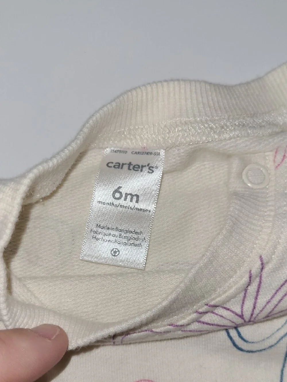 Carter's Cream Bow Print Three Piece Set with Pink Bodysuit.  Size 6 Months.